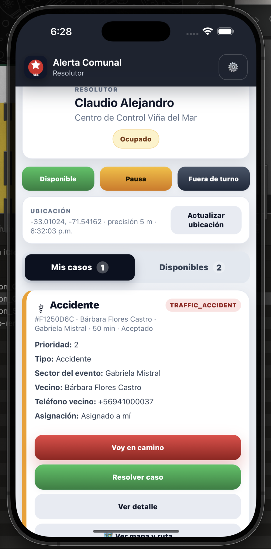 Aplicación real QUELTU para equipos resolutores