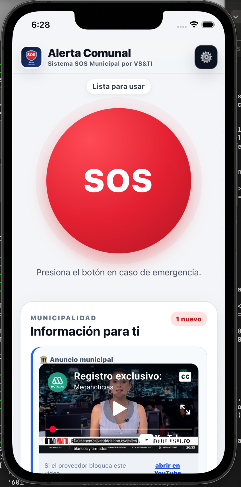 Aplicación real QUELTU para vecinos y usuarios protegidos